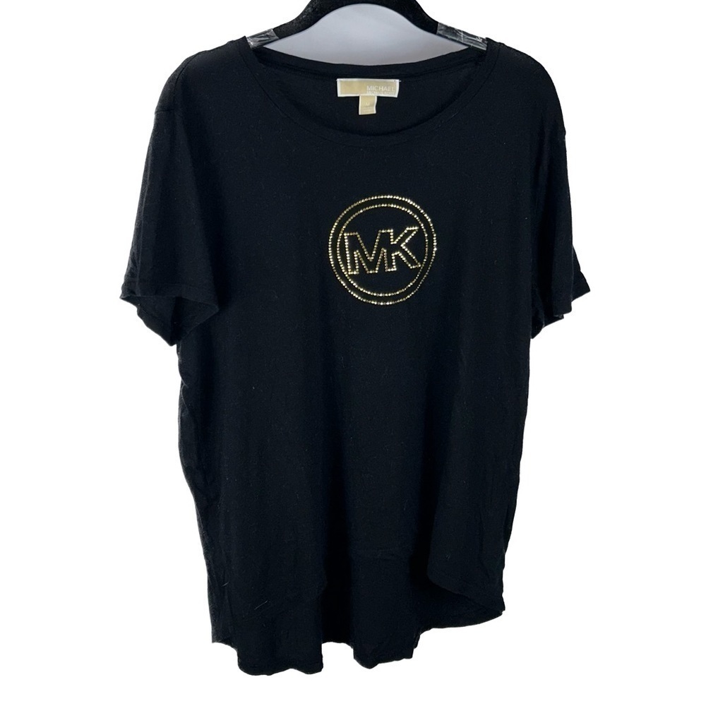 Michael Kors Shirt Big Bling Front Logo Short Sleeve Crewneck Pullover Top M